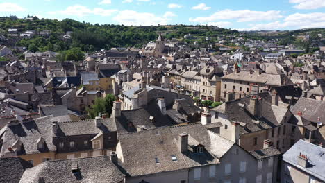 Porte-du-Therond-and-Marvejols-medieval-city-old-center-aerial-shot-sunny-day-Fr
